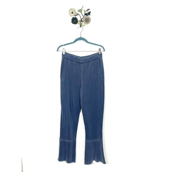 Stateside Anthro Women's Blue Terry Cropped Kick Flare Sweatpants Size Small - Picture 2 of 9